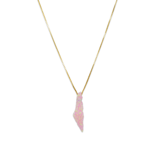 Opal Palestine Map Necklace - Pink Plain