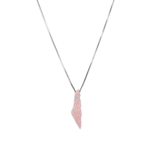 Opal Palestine Map Necklace - Pink Plain